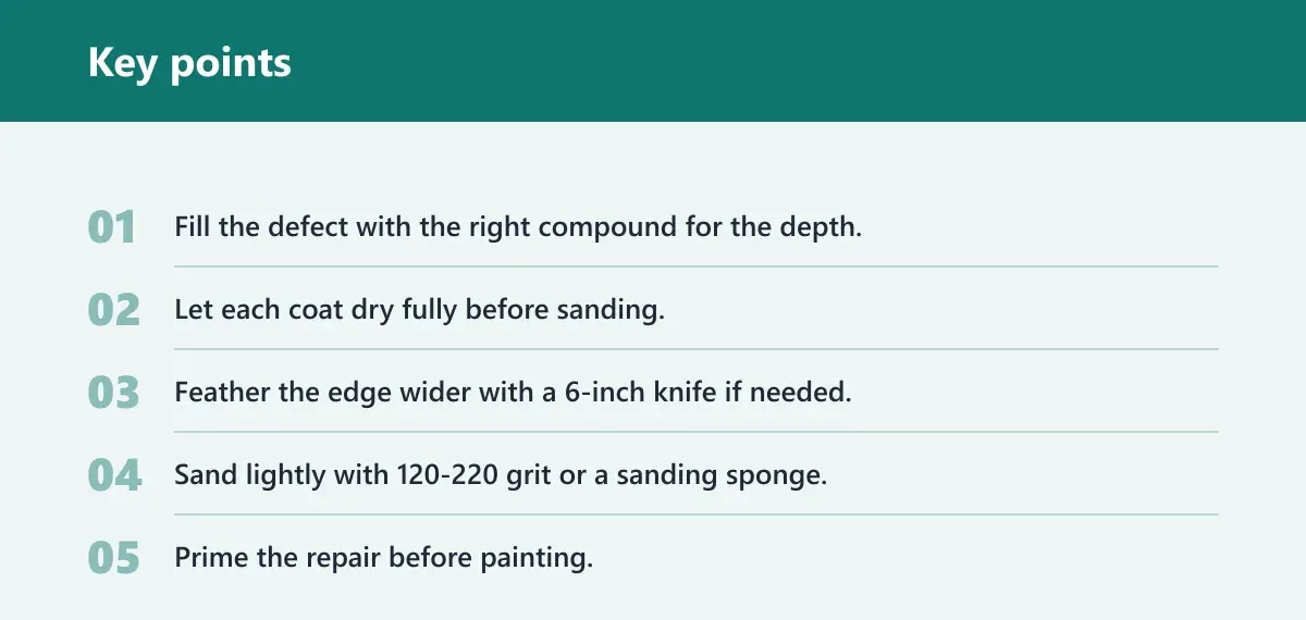 Key points: How do you feather and sand the repair?